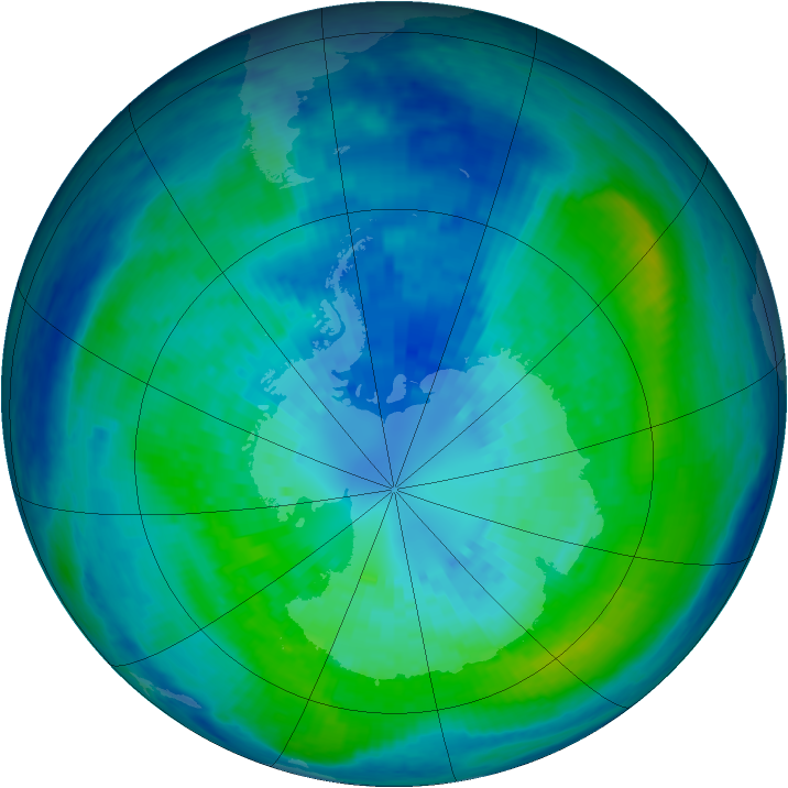 Antarctic ozone map for 01 April 2004